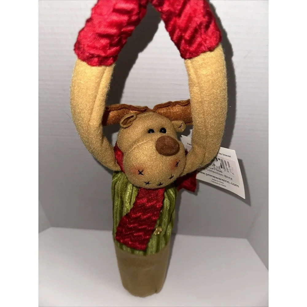 Primeware Blitz Reindeer Wine Sock Plush Bottle Cover Carry Me Handle NWT